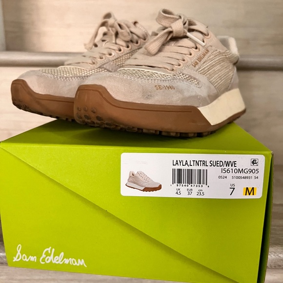 Sam Edelman Women's Layla Beige  suede woven Sneakers - Picture 6 of 10